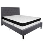 Cadre de lit plateforme capitonné – Gris foncé / Beige / Gris clair / Noir, Simple/Double/Queen/King, 1-2 personnes