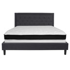 Cadre de lit plateforme capitonné – Gris foncé / Beige / Gris clair / Noir, Simple/Double/Queen/King, 1-2 personnes