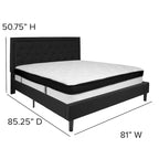 Cadre de lit plateforme capitonné – Gris foncé / Beige / Gris clair / Noir, Simple/Double/Queen/King, 1-2 personnes