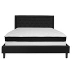 Cadre de lit plateforme capitonné – Gris foncé / Beige / Gris clair / Noir, Simple/Double/Queen/King, 1-2 personnes