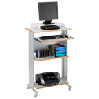 Bureau mobile debout marron/cerise/gris avec rangement pour imprimante – 1 personne