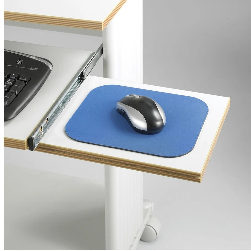 Bureau mobile debout marron/cerise/gris avec rangement pour imprimante – 1 personne