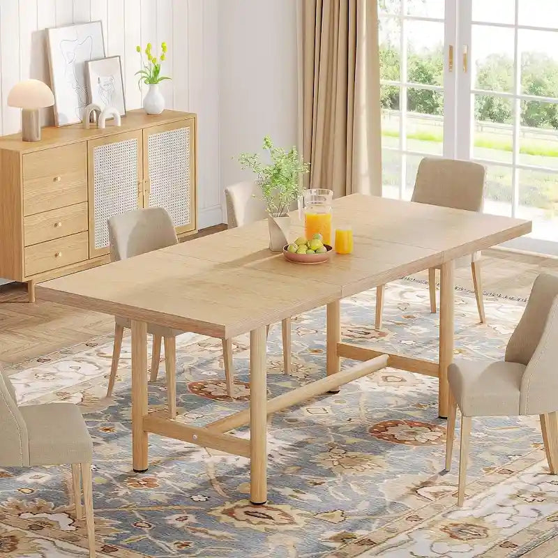 Table à manger rectangulaire rustique marron pour 4-6 personnes