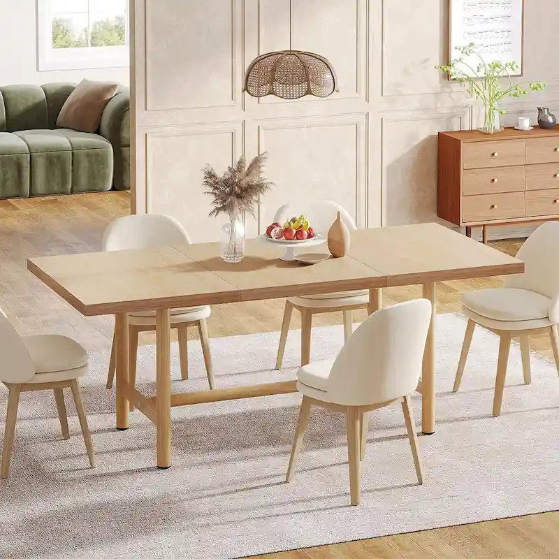 Table à manger rectangulaire rustique marron pour 4-6 personnes