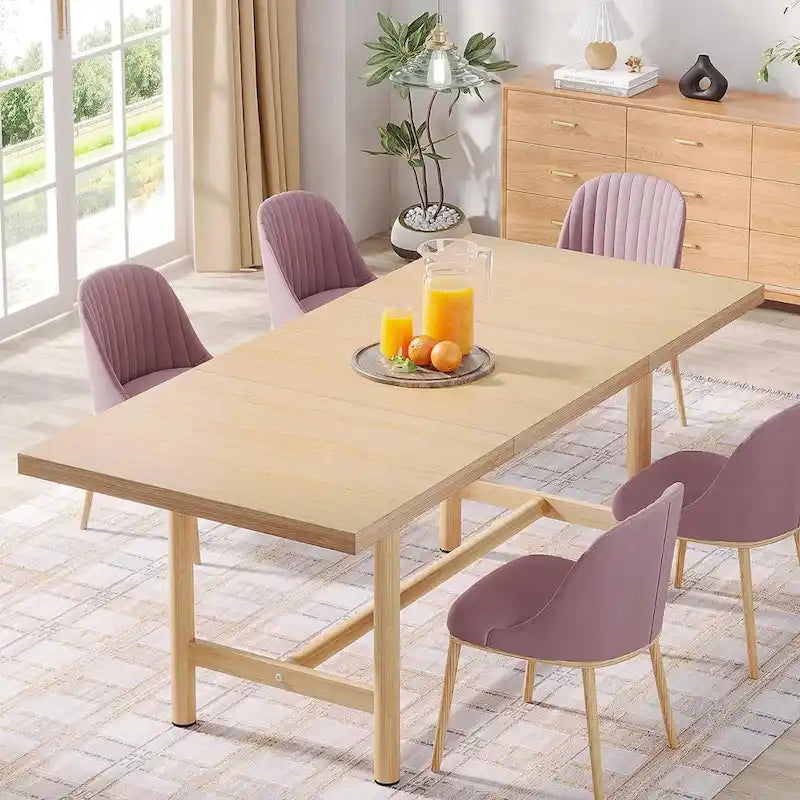 Table à manger rectangulaire rustique marron pour 4-6 personnes