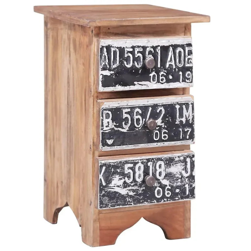 Table de chevet en acajou massif marron – 1 porte, simple
