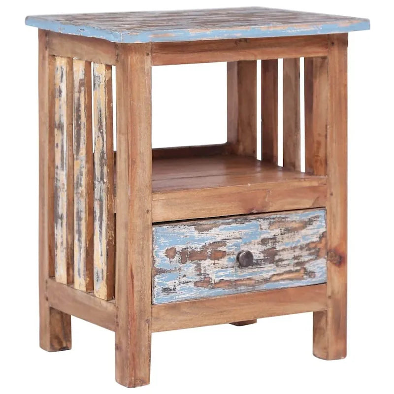 Table de chevet en acajou massif marron – 1 porte, simple
