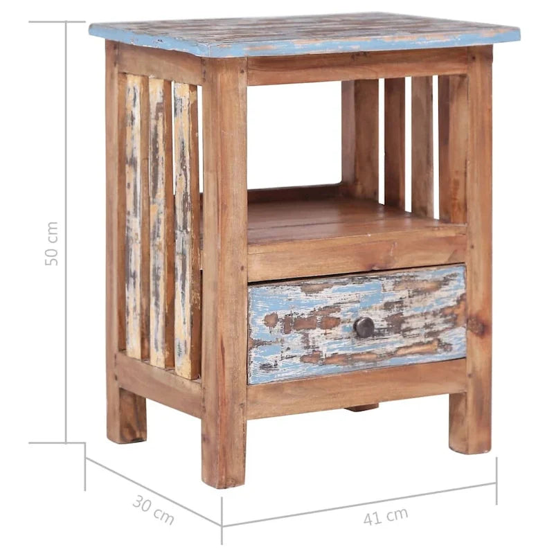 Table de chevet en acajou massif marron – 1 porte, simple