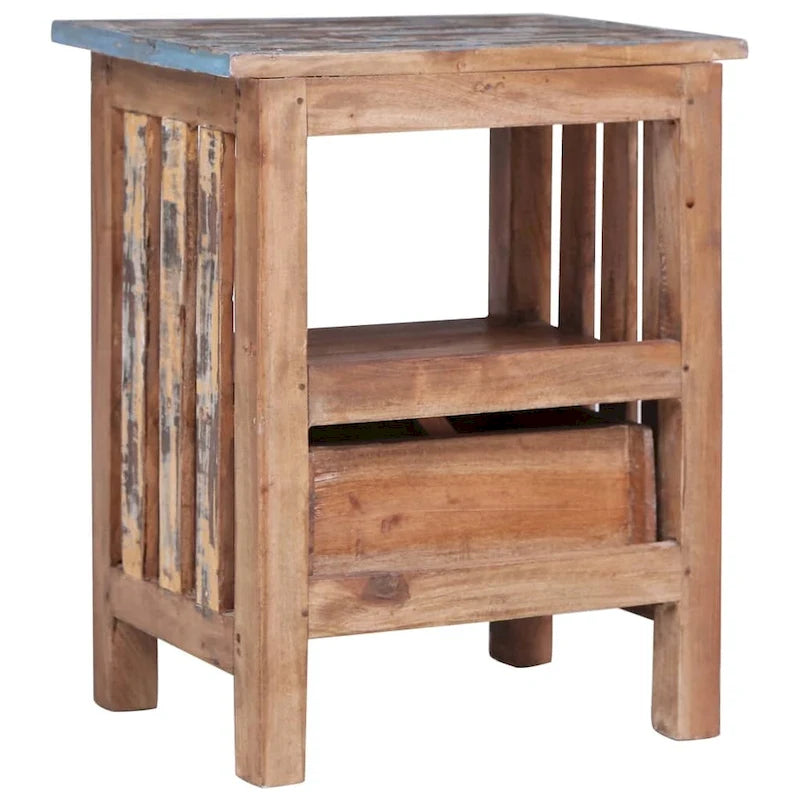 Table de chevet en acajou massif marron – 1 porte, simple