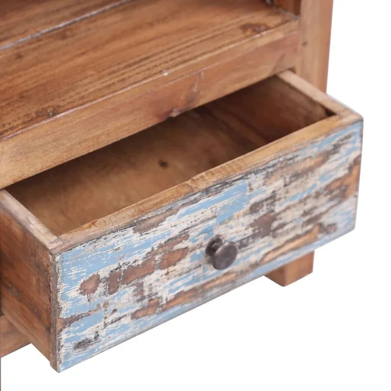 Table de chevet en acajou massif marron – 1 porte, simple
