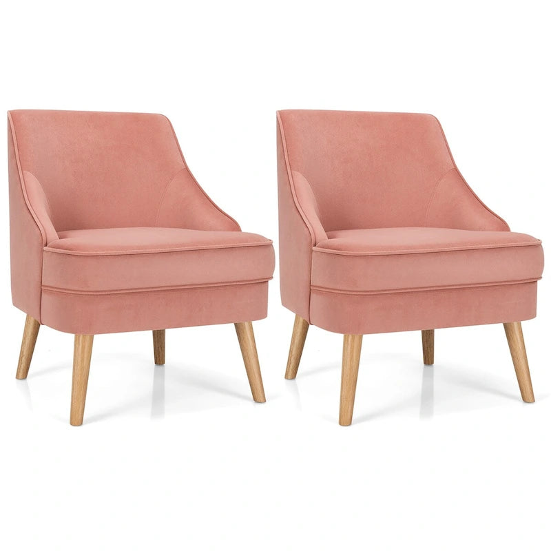 Fauteuil d'appoint en velours rose, place individuelle, lot de 2