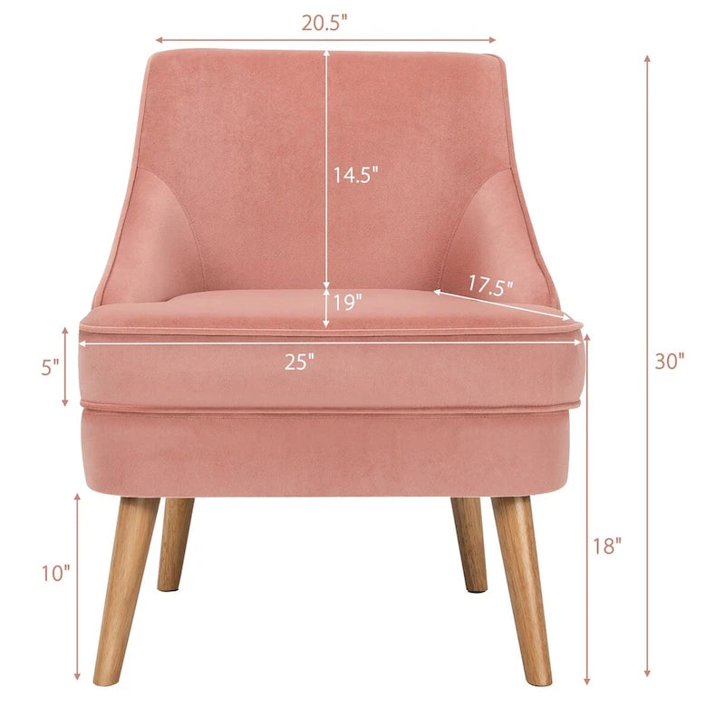 Fauteuil d'appoint en velours rose, place individuelle, lot de 2