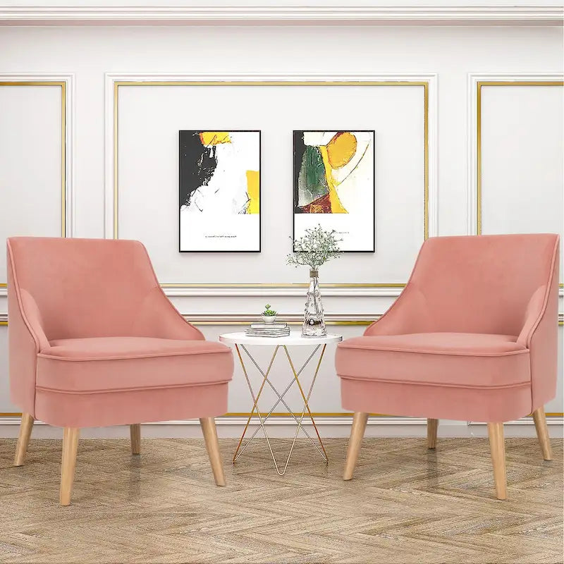 Fauteuil d'appoint en velours rose, place individuelle, lot de 2