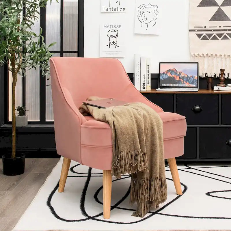 Fauteuil d'appoint en velours rose, place individuelle, lot de 2