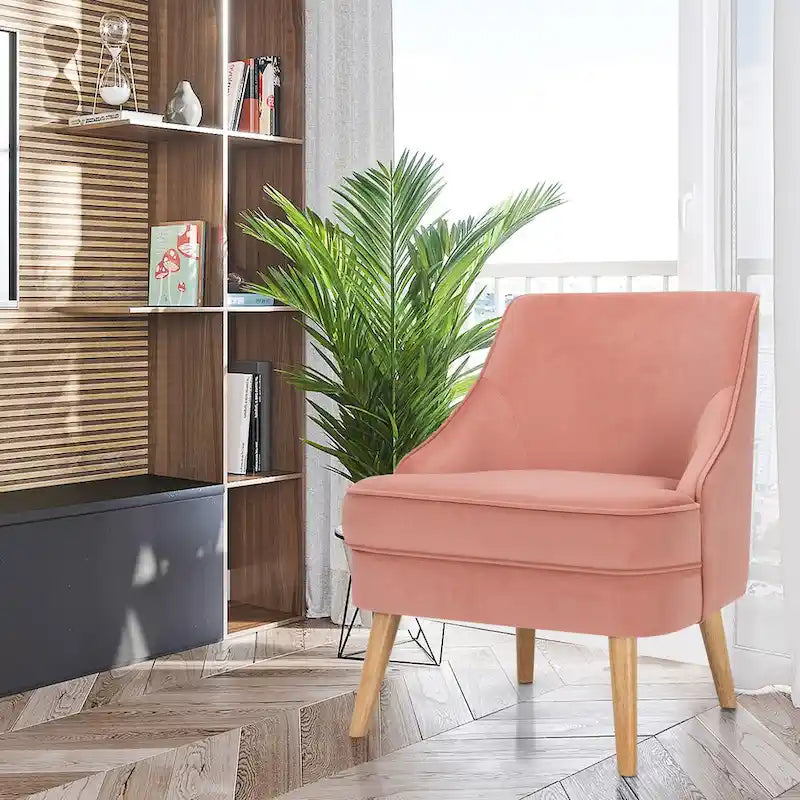 Fauteuil d'appoint en velours rose, place individuelle, lot de 2