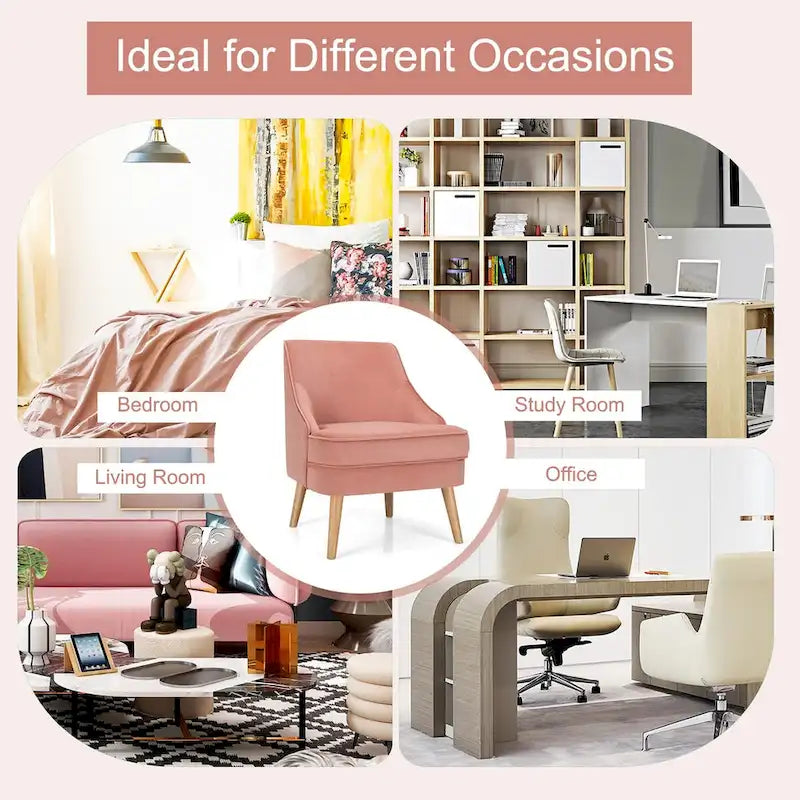 Fauteuil d'appoint en velours rose, place individuelle, lot de 2