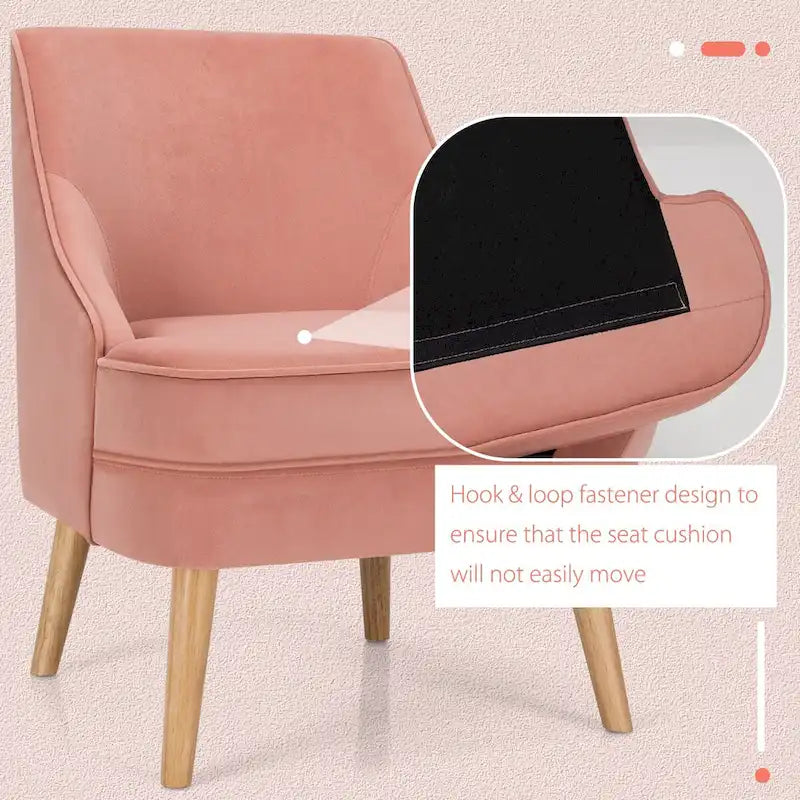 Fauteuil d'appoint en velours rose, place individuelle, lot de 2