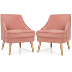 Fauteuil d'appoint en velours rose, place individuelle, lot de 2