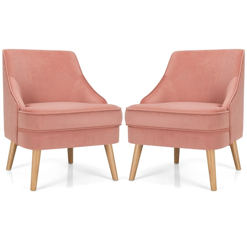 Fauteuil d'appoint en velours rose, place individuelle, lot de 2