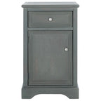 Table de chevet française en orme avec tiroir et placard, coloris orge/bleu sarcelle foncé/gris cendré – 1 personne
