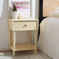 Table d'appoint en pin peinte – Vanille vieillie / Mauve gris / Noire – 1 personne