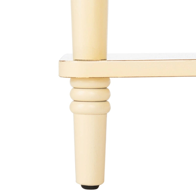 Table d'appoint en pin peinte – Vanille vieillie / Mauve gris / Noire – 1 personne