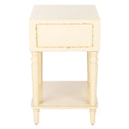 Table d'appoint en pin peinte – Vanille vieillie / Mauve gris / Noire – 1 personne