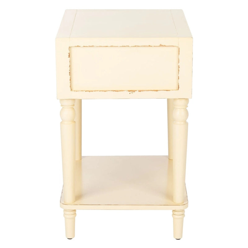 Table d'appoint en pin peinte – Vanille vieillie / Mauve gris / Noire – 1 personne