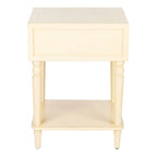 Table d'appoint en pin peinte – Vanille vieillie / Mauve gris / Noire – 1 personne