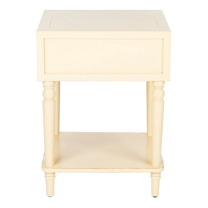 Table d'appoint en pin peinte – Vanille vieillie / Mauve gris / Noire – 1 personne
