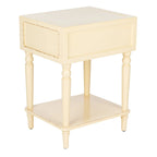 Table d'appoint en pin peinte – Vanille vieillie / Mauve gris / Noire – 1 personne