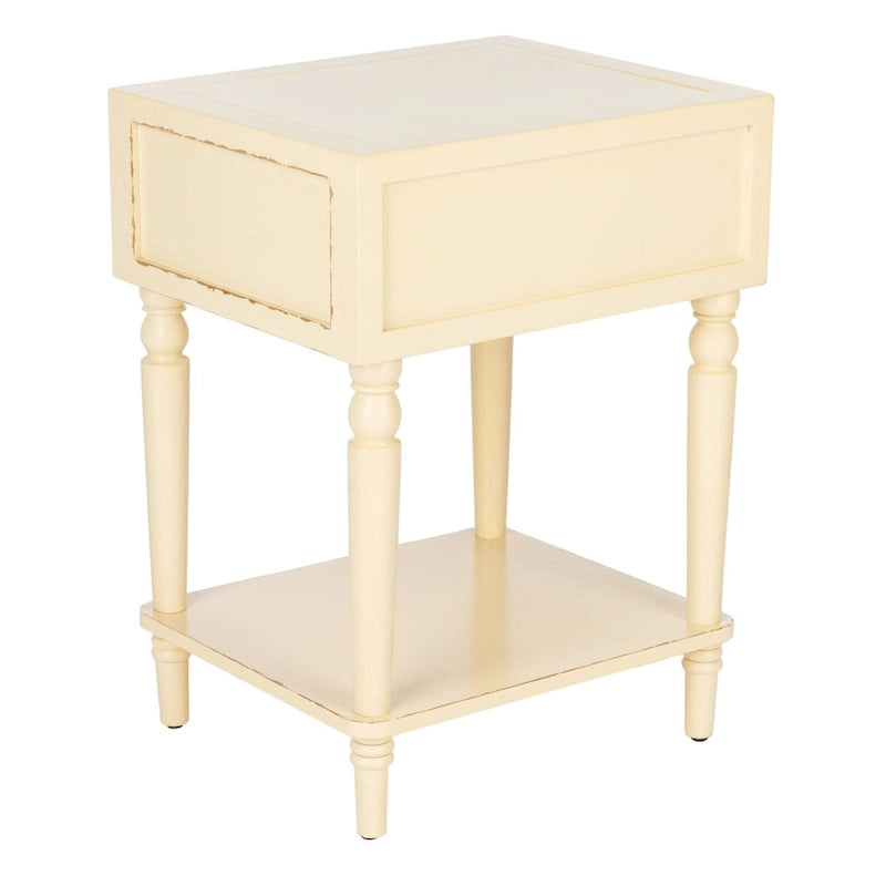 Table d'appoint en pin peinte – Vanille vieillie / Mauve gris / Noire – 1 personne