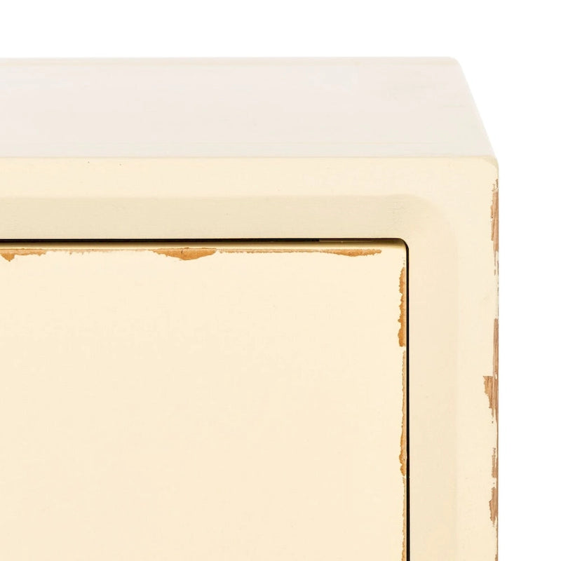 Table d'appoint en pin peinte – Vanille vieillie / Mauve gris / Noire – 1 personne