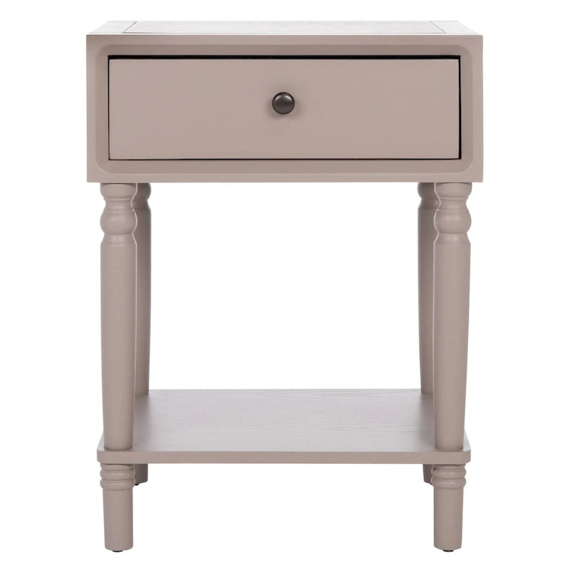 Table d'appoint en pin peinte – Vanille vieillie / Mauve gris / Noire – 1 personne
