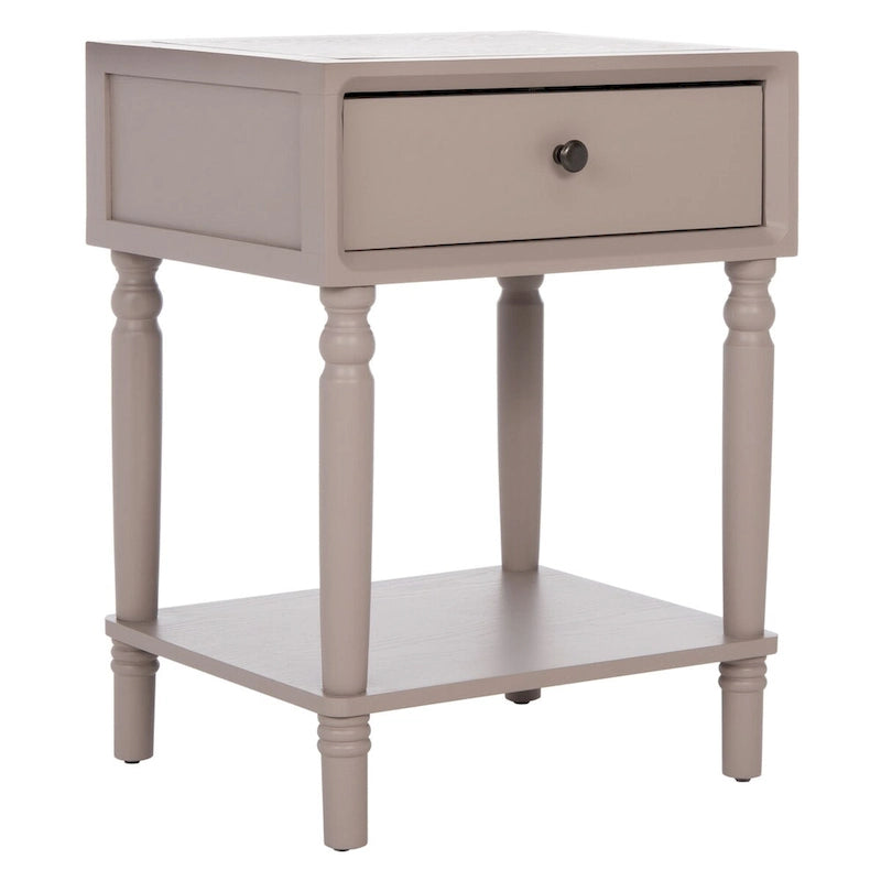 Table d'appoint en pin peinte – Vanille vieillie / Mauve gris / Noire – 1 personne