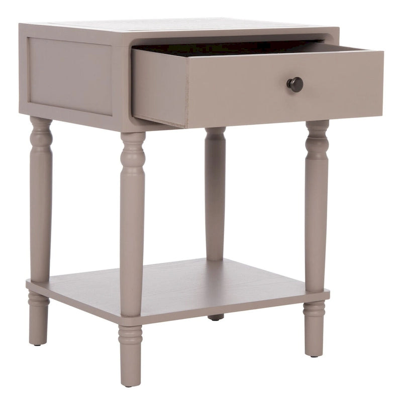 Table d'appoint en pin peinte – Vanille vieillie / Mauve gris / Noire – 1 personne