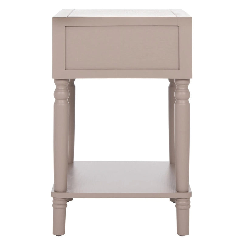 Table d'appoint en pin peinte – Vanille vieillie / Mauve gris / Noire – 1 personne