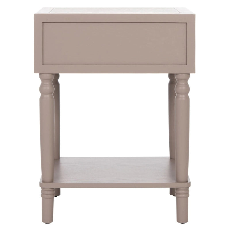 Table d'appoint en pin peinte – Vanille vieillie / Mauve gris / Noire – 1 personne