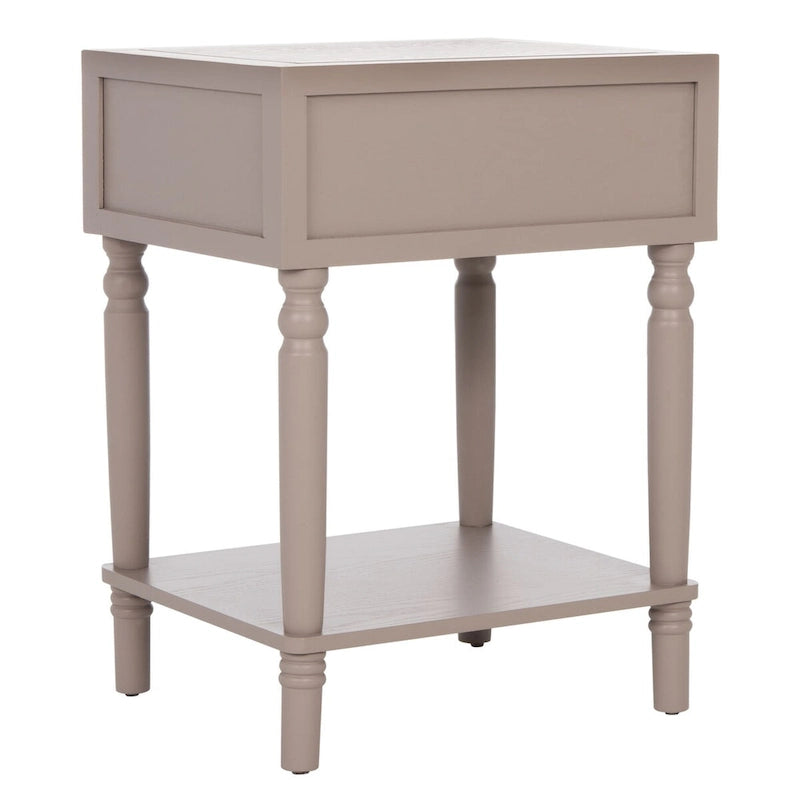 Table d'appoint en pin peinte – Vanille vieillie / Mauve gris / Noire – 1 personne