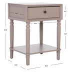 Table d'appoint en pin peinte – Vanille vieillie / Mauve gris / Noire – 1 personne