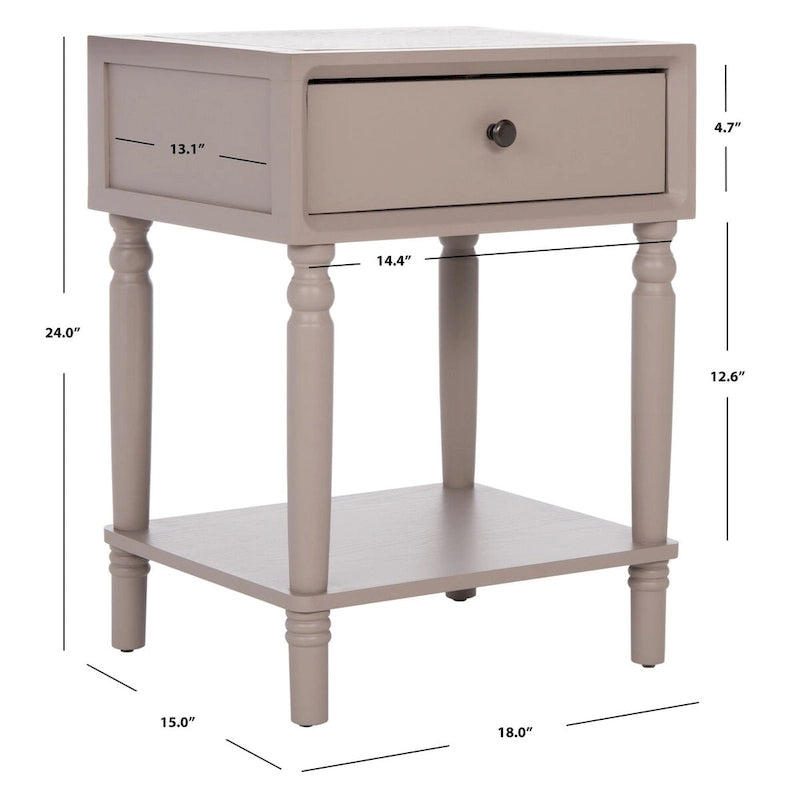 Table d'appoint en pin peinte – Vanille vieillie / Mauve gris / Noire – 1 personne