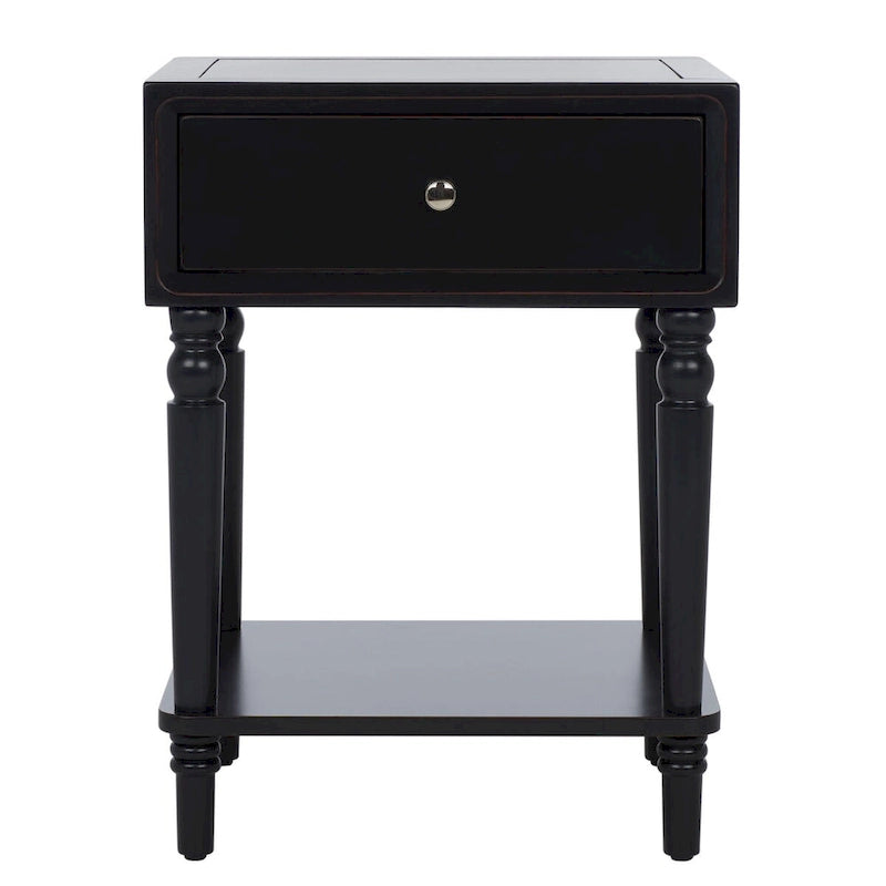Table d'appoint en pin peinte – Vanille vieillie / Mauve gris / Noire – 1 personne