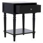 Table d'appoint en pin peinte – Vanille vieillie / Mauve gris / Noire – 1 personne