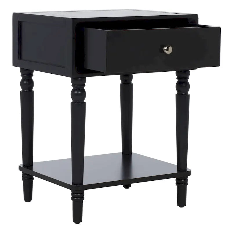 Table d'appoint en pin peinte – Vanille vieillie / Mauve gris / Noire – 1 personne