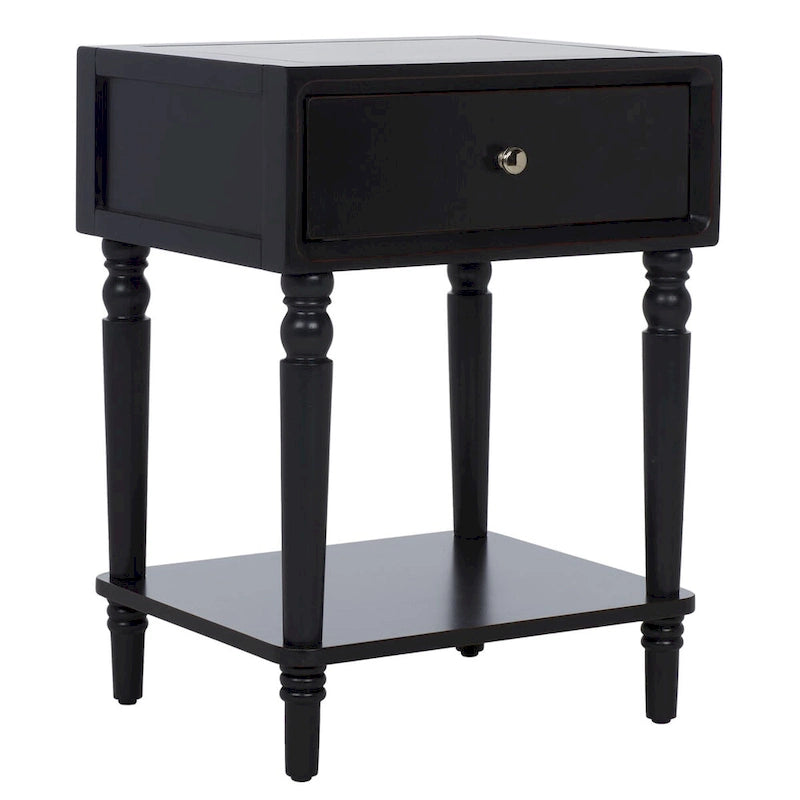 Table d'appoint en pin peinte – Vanille vieillie / Mauve gris / Noire – 1 personne