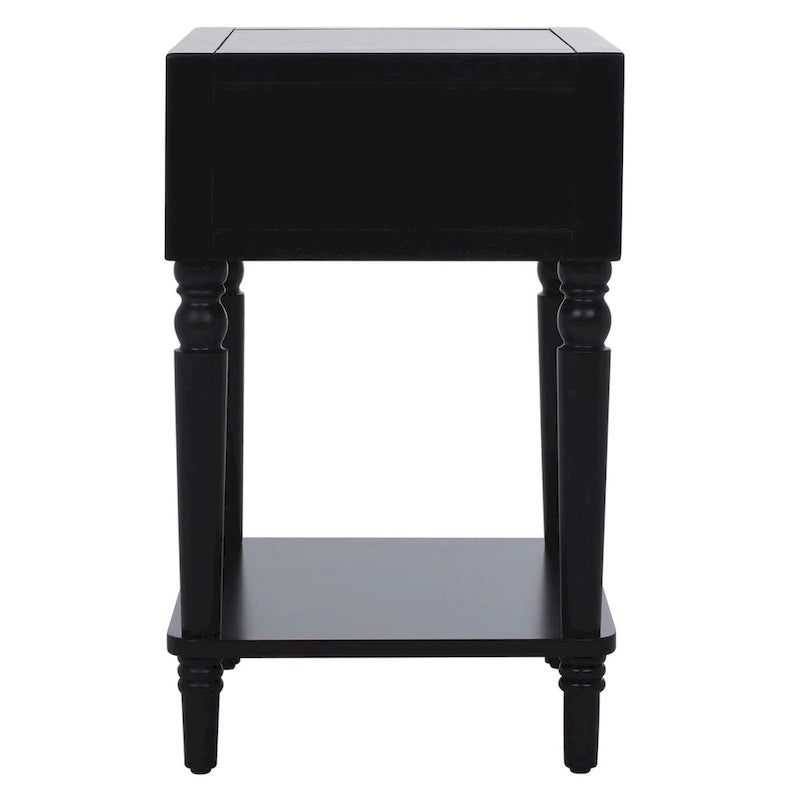 Table d'appoint en pin peinte – Vanille vieillie / Mauve gris / Noire – 1 personne