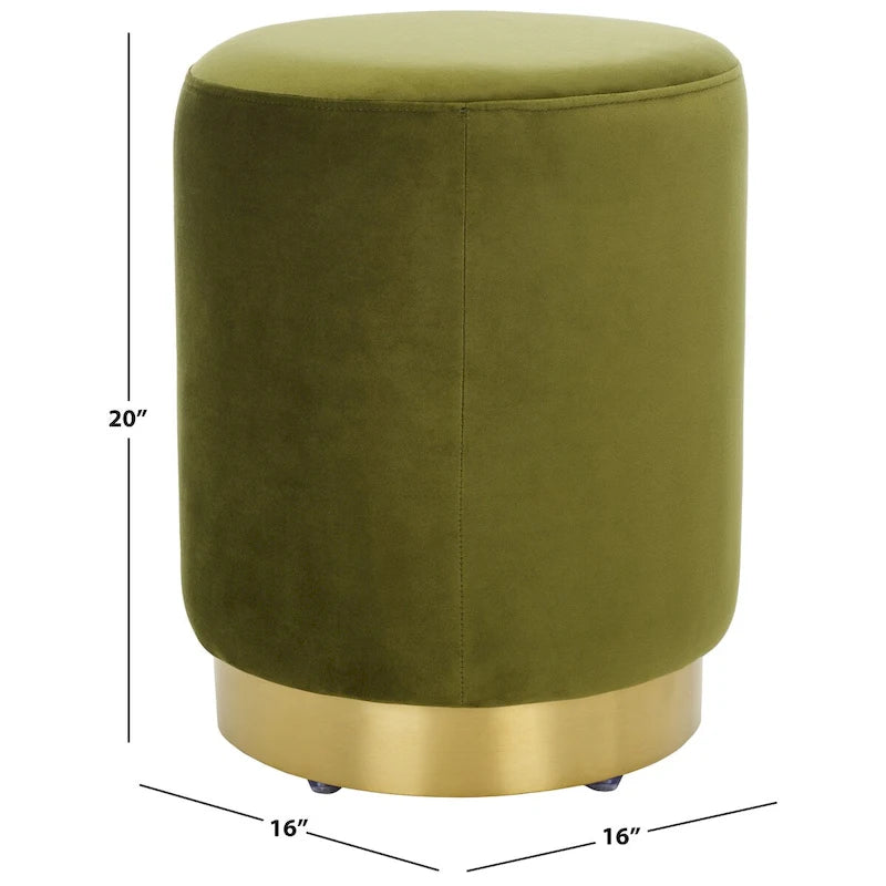 Ottoman rond en velours avec base en laiton – Assise 1 place