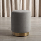 Ottoman rond en velours avec base en laiton – Assise 1 place