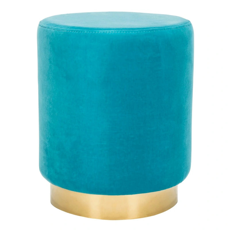 Ottoman rond en velours avec base en laiton – Assise 1 place