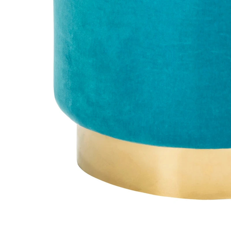 Ottoman rond en velours avec base en laiton – Assise 1 place